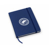 A navy FSC notebook with a white logo on the cover and a matching elastic band closure.