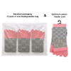 A pack of grey and pink Crew Custom Sport Toe Socks, featuring 12 pairs in biodegradable packaging.