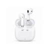 White half in-ear design earbuds in a charging case, featuring a simple design and a logo on the case.