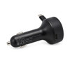 A black retractable car charger with Type-C and USB-A outputs and a logo, designed for vehicle use.