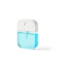 A 35ml spray sanitiser with a clear body and a white cap, filled with blue liquid. It features a logo on the top.