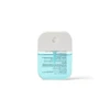 A 35ml spray sanitiser in a clear container with a white top, featuring a light blue liquid inside.