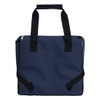 A navy cooler bag with dual carry handles and a zip closure, featuring adjustable straps on the sides.
