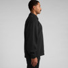A black collared crew jumper displayed side-on, featuring long sleeves and a relaxed fit. It has a small logo.