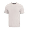 A light grey t-shirt with a crew neckline, short sleeves, and a small logo on the side.