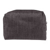 A grey textured bag with a zip closure, designed for personal care essentials.