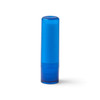 A blue twist lip balm container with a smooth cylindrical design and a twist-off base.