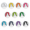A collection of large ribbon handles in various colours, including white, yellow, orange, pink, green, blue, and black.