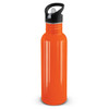 A drink bottle in a vibrant orange color, featuring a black flip-top lid for easy access to the contents.
