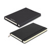 A black Moleskine Classic Hard Cover Notebook - Medium, featuring a textured cover and a ribbon bookmark.