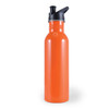 A drink bottle in a vibrant orange color featuring a black spout and cap.