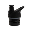 A drink bottle lid in black, featuring a spout and an internal rubber seal for a secure fit.