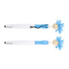 A Medical Mop Top Pen in blue and white, featuring a smiling character head with fluffy blue hair and a stylus tip.
