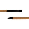 A cardboard pen with a black cap and tip, featuring a natural brown color.