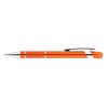 An orange aluminium pen with silver accents and a clip, featuring a textured grip section.