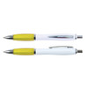 A collection of two Viva Pens with a white barrel and bright yellow accents, each featuring a chrome trim.