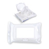 Aqua Wet Wipes pack in white, featuring a resealable lid with wipes partially pulled out.