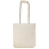 A folding calico tote bag with long handles, featuring a plain design in a natural fabric color.