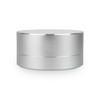 A silver espresso coffee cup and speaker pack with a sleek, modern design, featuring a minimalistic style and branding.