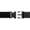 A luggage strap featuring a durable black fabric and a sturdy plastic buckle for secure fastening.