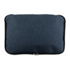 A dark blue cooler bag with a zip closure, featuring a subtle textured fabric and a branded logo.