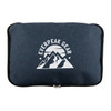 A navy cooler bag with a mountain logo. Features a zip closure and a compact, rectangular design.