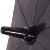 A black vented tipless golf umbrella with a black handle, featuring a textured grip for ease of use.