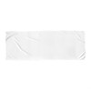 A white cooling towel with a smooth texture, featuring a logo. Suitable for leisure and outdoor activities.