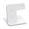 A white 3-in-1 foldable wireless charger with multiple charging surfaces and a logo.