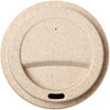 A drink bottle lid in a speckled cream colour, featuring a small air hole and a sliding opening mechanism.