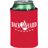A collapsible can insulator in red, designed to hold a 350ml drink can, featuring a logo.