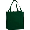 A dark green non-woven grocery tote bag with two sturdy handles and a spacious 21L capacity.