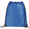 A large blue drawstring sportspack with black accents and a logo at the bottom.