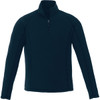 A men's quarter zip polar fleece jumper in dark navy, featuring a front zip and long sleeves. It has a logo.