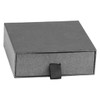 A grey box with a pull tab, featuring a sleek, minimalist design suitable for packaging products.