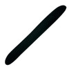 A black pen with a smooth, elongated design, featuring a simple logo on its body.