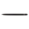A black aluminium inkless pen with a sleek design and a metallic accent. It features a logo on the barrel.