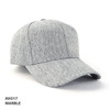 A grey marble cap with a structured design and a curved brim, featuring a logo on the front.
