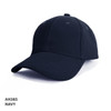 A navy mesh cap featuring a curved brim and a structured design, complete with a logo on the front.