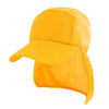 A yellow legionnaire cap with a wide brim and a neck flap. The cap features a logo on the front.
