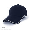 A navy cap with white accents and a logo, featuring a curved brim and classic design.