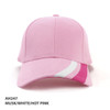 A pink cap featuring musk, white, and hot pink accents, with a logo on the front.