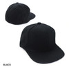 A black cap with a flat brim and a structured design. It features a logo on the front.