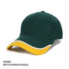 A green cap with a yellow and white peak, featuring a logo on the front.