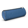 A Radius Pencil Case in a solid blue color, featuring a zippered closure and a cylindrical shape.