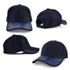 A dark navy cap featuring a textured carbon fibre-style peak and a rear opening. The cap has a simple logo.
