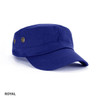 A royal blue military cap with a flat brim and side ventilation holes. It features a logo on the front.