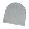 A light grey beanie with a simple, textured design. It features a logo on the side.