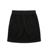 A black terry skirt with an elastic waistband and pockets, featuring a simple design and casual style.