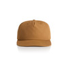 A cap in a warm brown colour with a curved brim and a logo on the front.